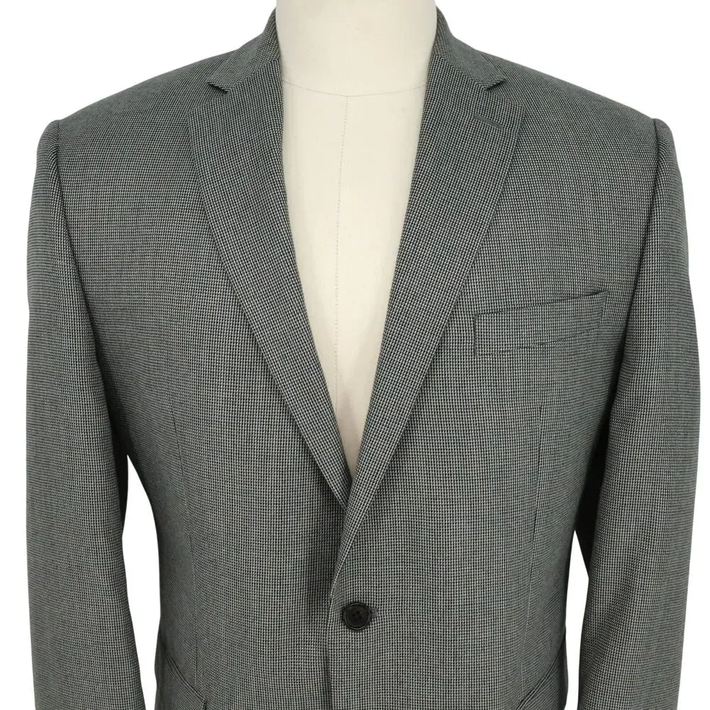 Lauren Ralph Lauren Sport Coat Mens 44R Gray Micro Check Jacket Lined Career